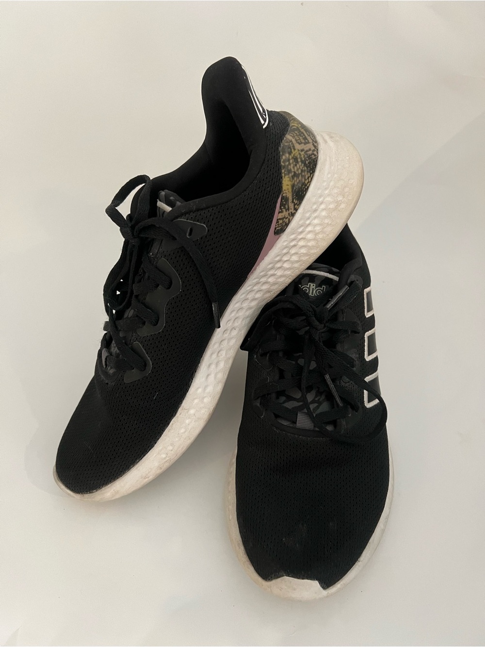 Adidas Women’s Black Running Sneakers with White Sole Size 9.5